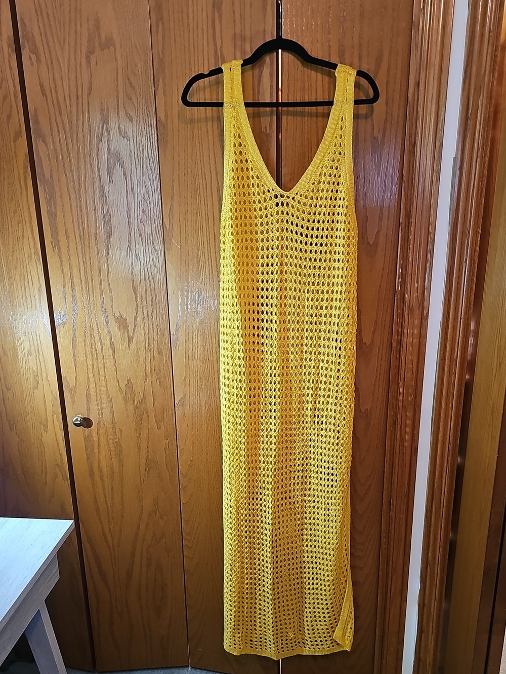 Shade & Shore Yellow Crochet Maxi Cover-Up Dress